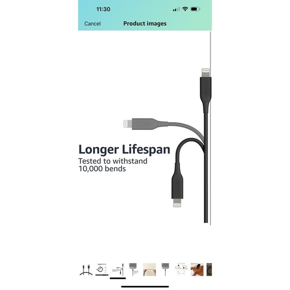 Amazon Basics 2-Pack USB-A to Lightning ABS Charger Cable, MFi Certified Charger - Picture 5 of 11
